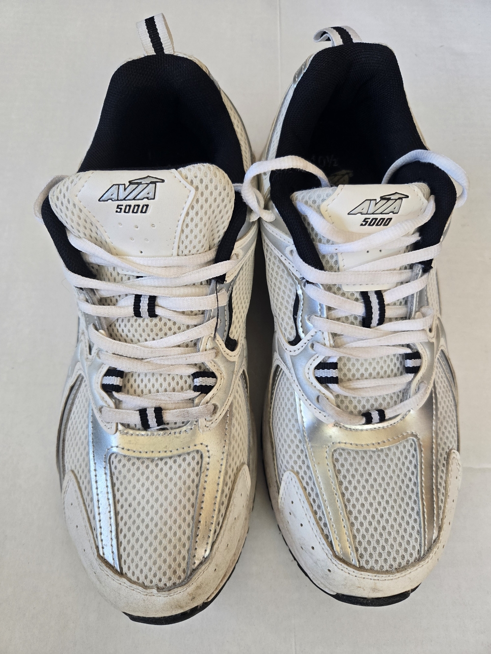 Mens White and Silver Athletic Sneakers